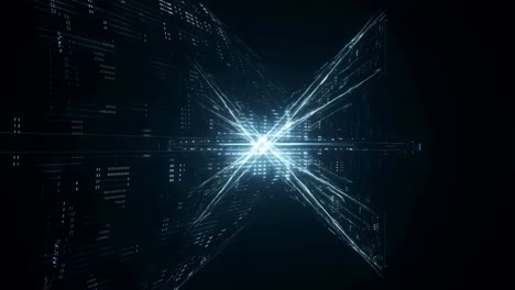 abstract digital data tunnel with glowing light streaks