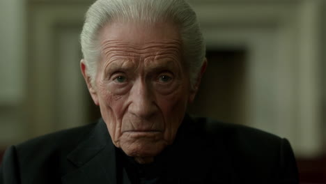 close-up portrait of a serious elderly man