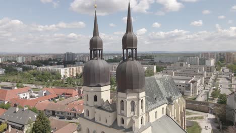 historical church in the middle of trnava city in east part of slovakia