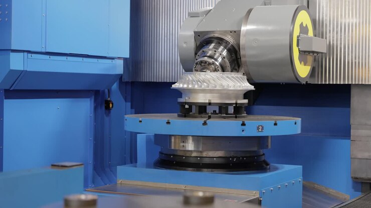 Fresatrice CNC per la lavorazione dei metalli. Taglio della moderna tecnologia di lavorazione del metallo.
