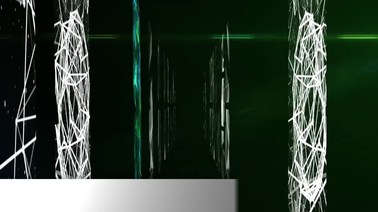 animación de globo con texto de noticias falsas sobre una red de conexiones en fondo negro.