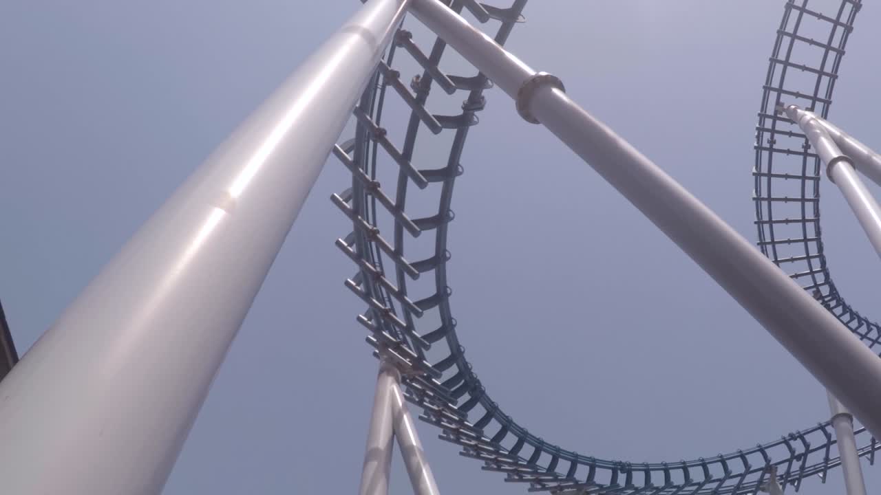 Underneath roller coaster tracks