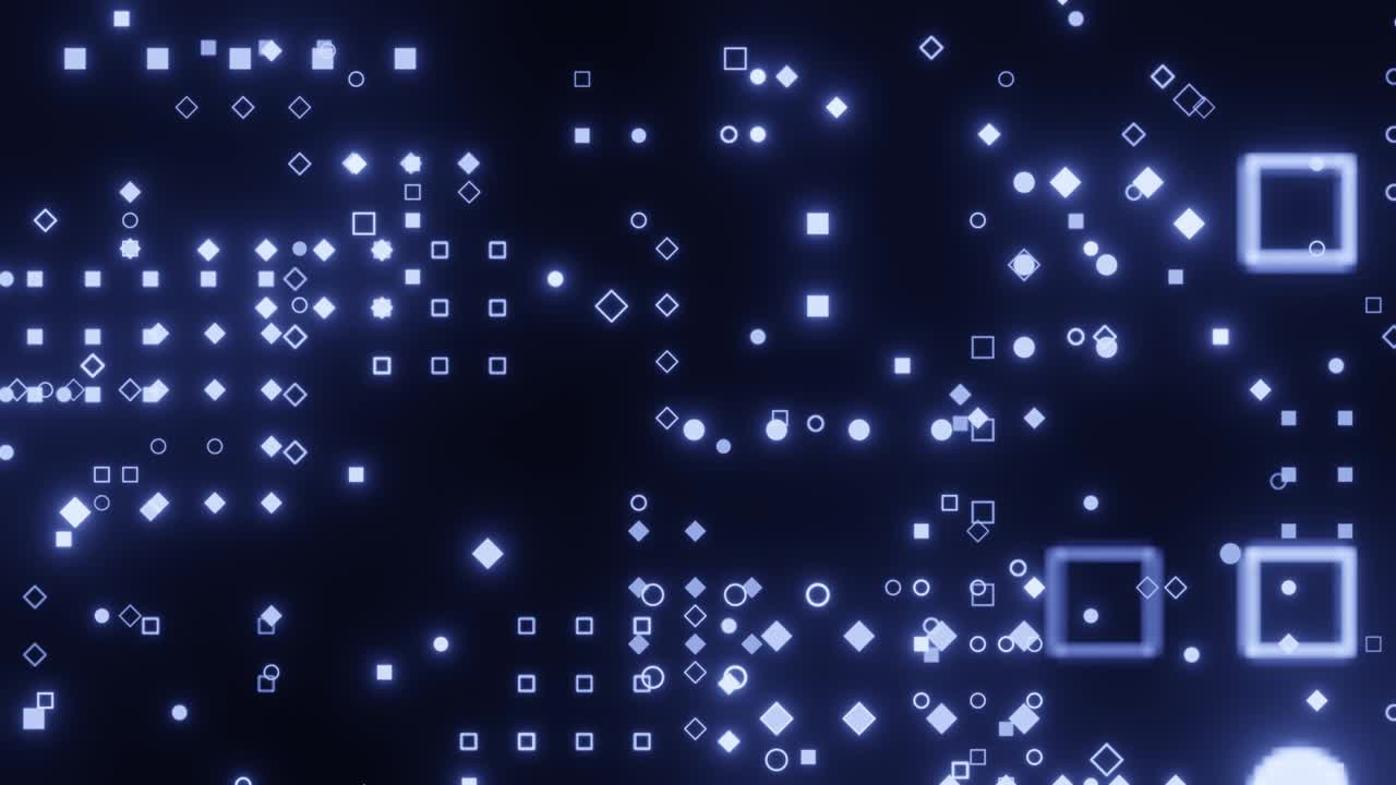 Motion graphic 4K flying into digital technologic tunnel.3D Big Data Digital tunnel square with futuristic matrix. Binary code particles network. Technological and connection motion background.