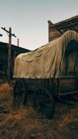 old western town with a wagon