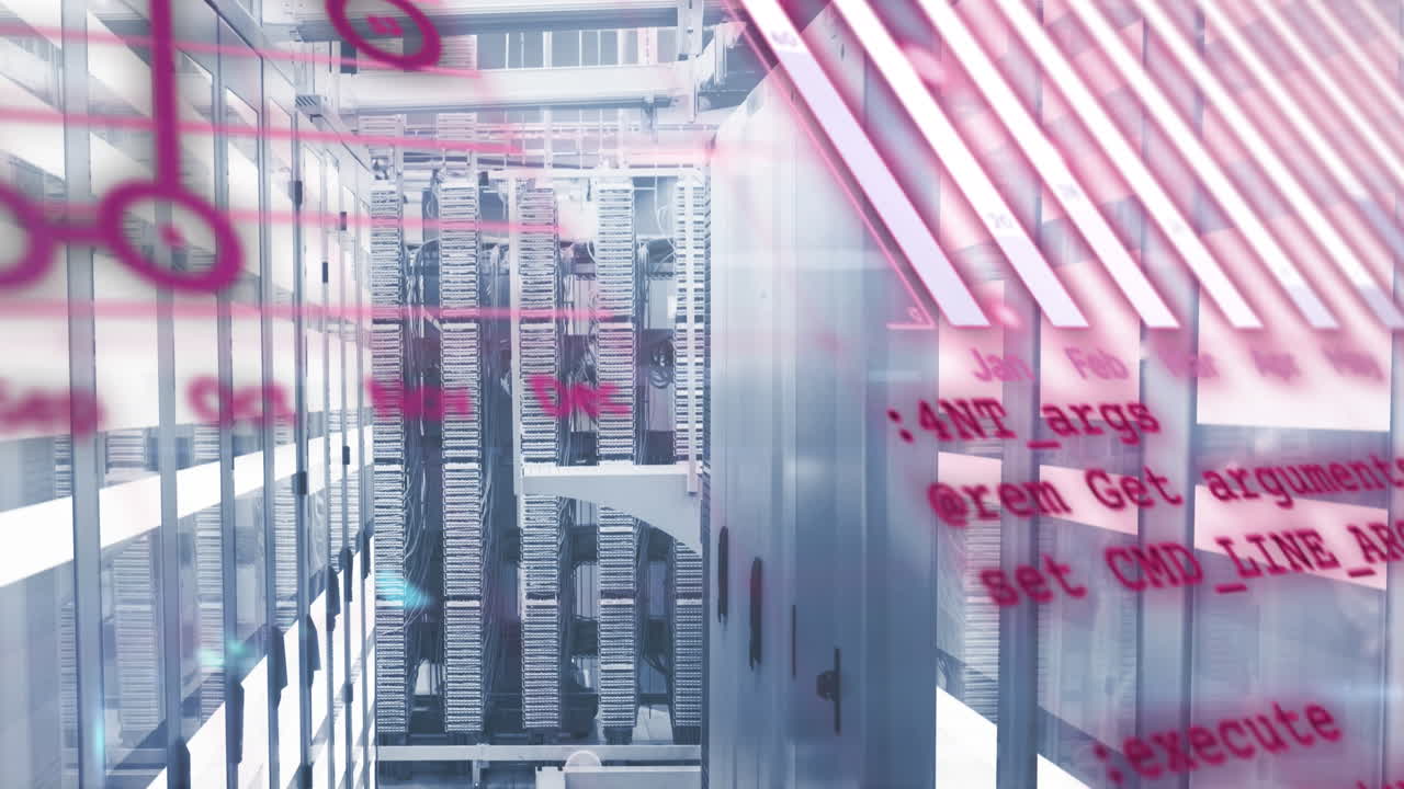 animación de gráficos, globos y lenguaje informático a través de sistemas de servidores de datos