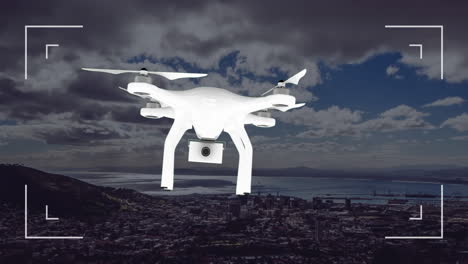 animation of drone with city in background