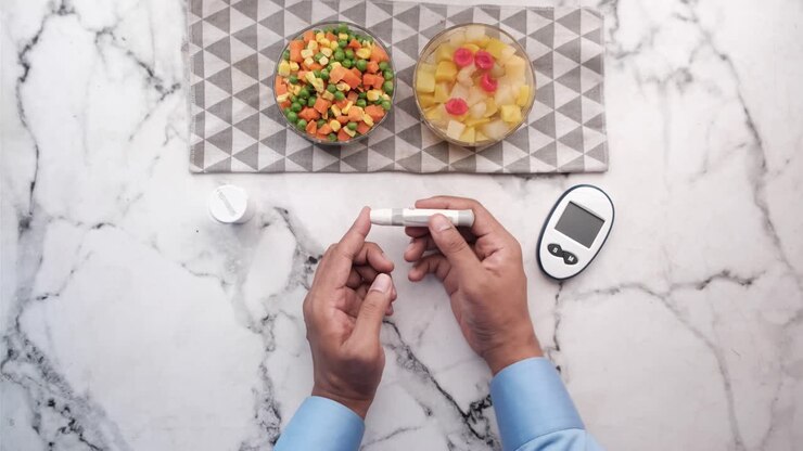 Blood Sugar Test with Healthy Meal