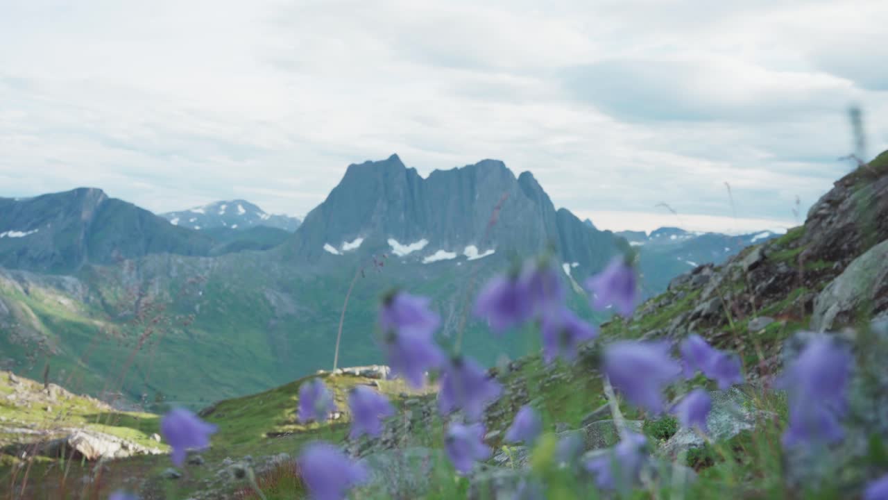 una vista de la montaña breitinden desde la caminata de la montaña grytetippen en fjordgard, noruega