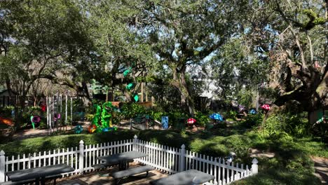 Flight-through-Storyland-at-City-Park-in-New-Orleans,-Louisiana