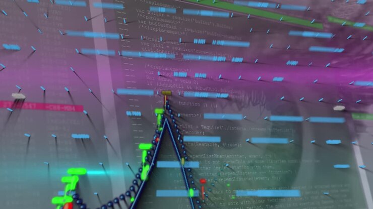 Animation af linjer og grafer over en kvindes øje og databehandling
