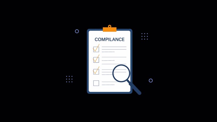Animated Compliance Checklist Being Checked with Magnifying Glass