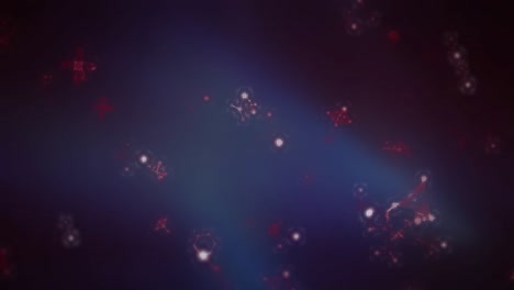 animación de moléculas sobre un fondo negro.