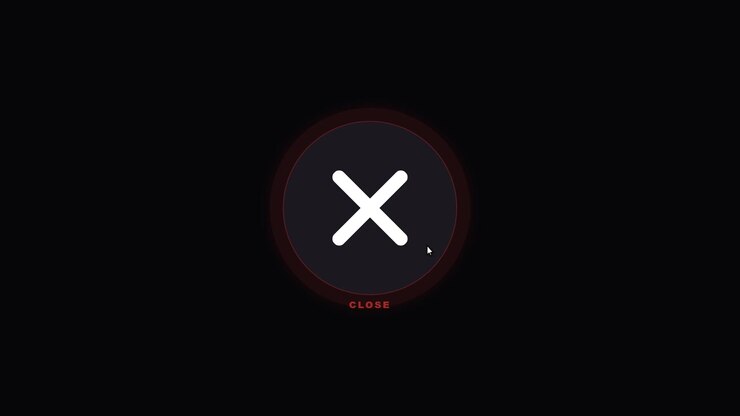 Animated Close Button Interaction on Dark Background