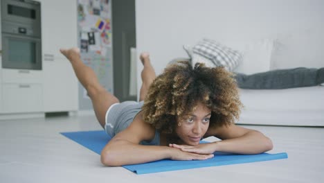 Seriou woman concentrated on workout