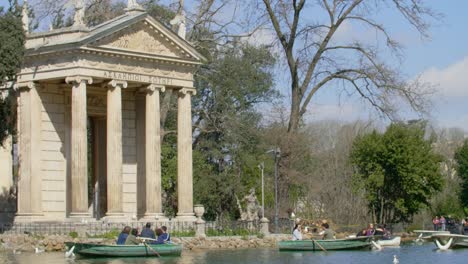 rowing boats at park villa borghese