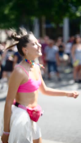 young woman at a pride parade