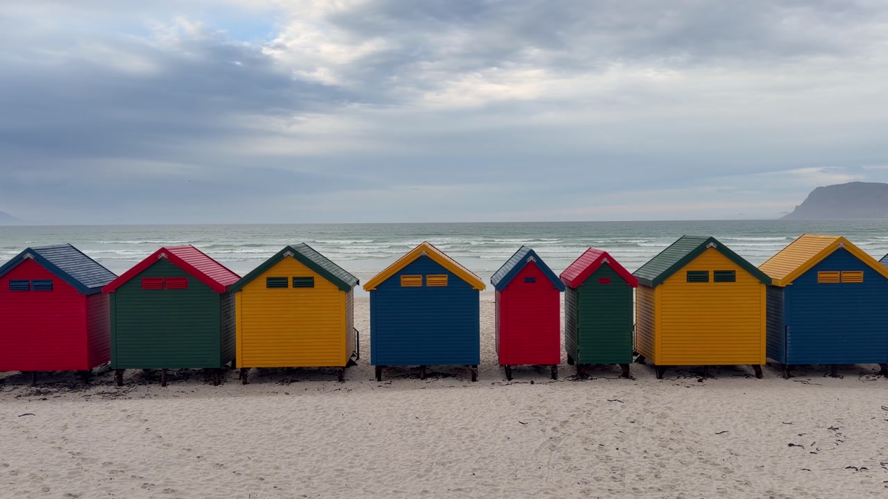 Beach Huts on a beach in Cape Town, South Africa.