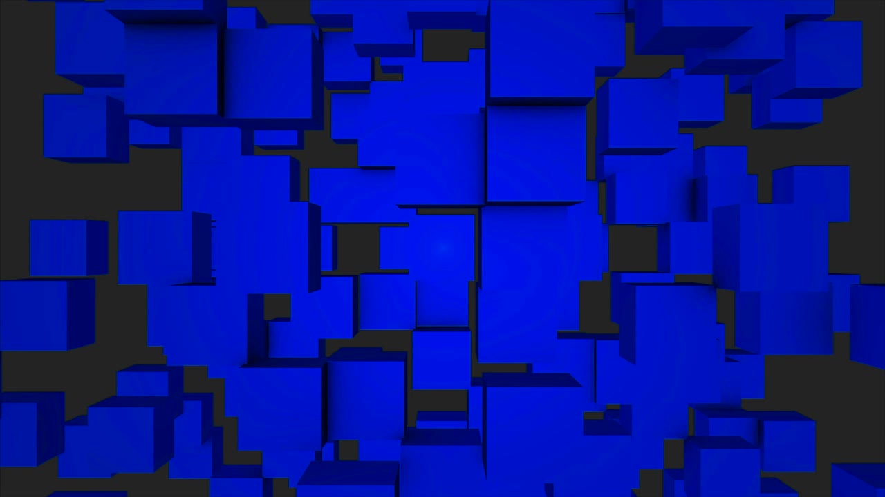 cubos coloridos que se mueven en un bucle sin costuras. bucles sin costuras cubos abstractos de fondo. pared de bloques geométricos de fondo móvil. cubos azules