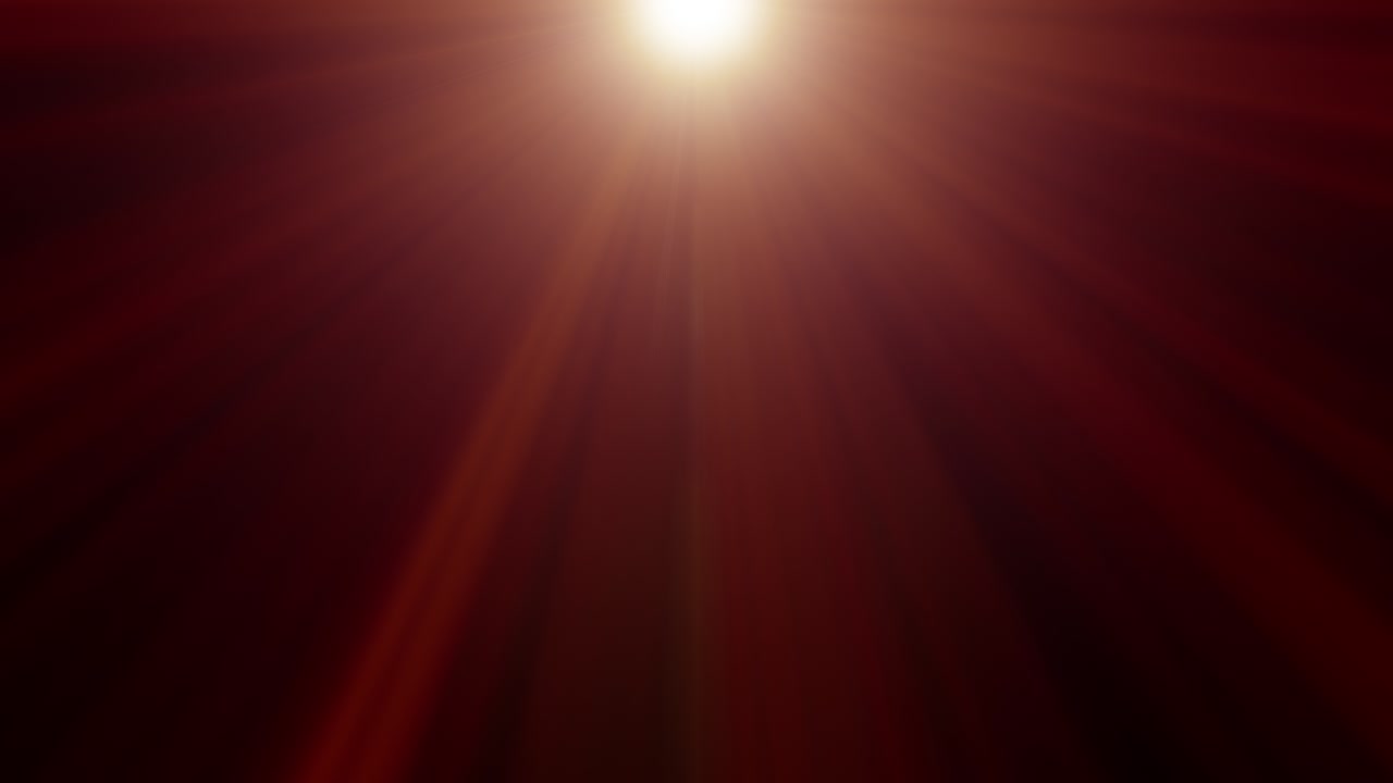 Rays Of Light On Center Top effect. Abstract golden yellow orange Shining light beams. 4K seamless loop ray light beams animation. Gold light flare glowing on top on black background for overlay.