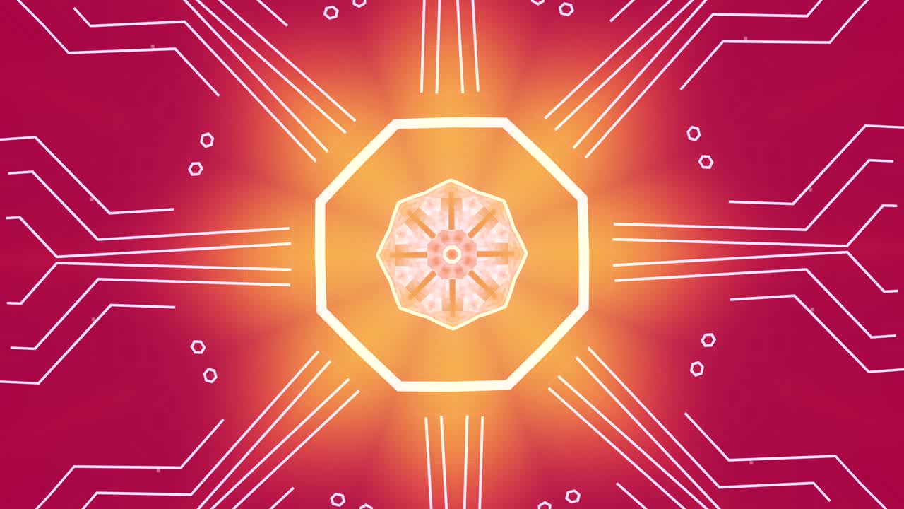 4k 영상에서 빛 효과를 가진 분홍색 기술 배경.