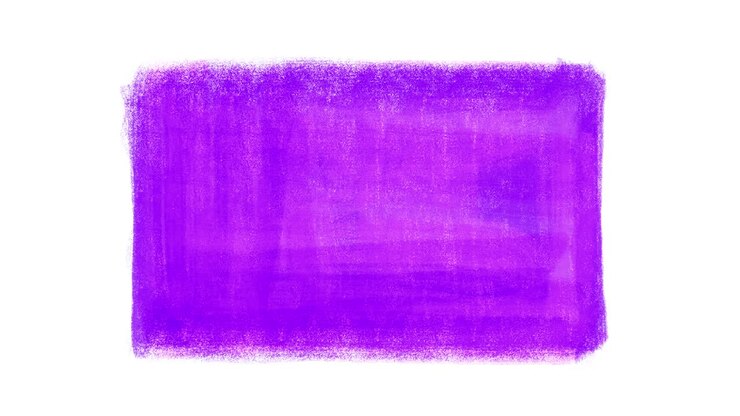 Tela dipinta di viola disordinata, animazione stop motion su sfondo bianco