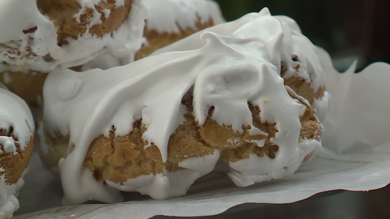 Close-up of sugared pastries