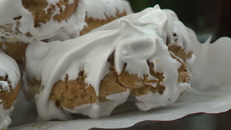 close-up of sugared pastries