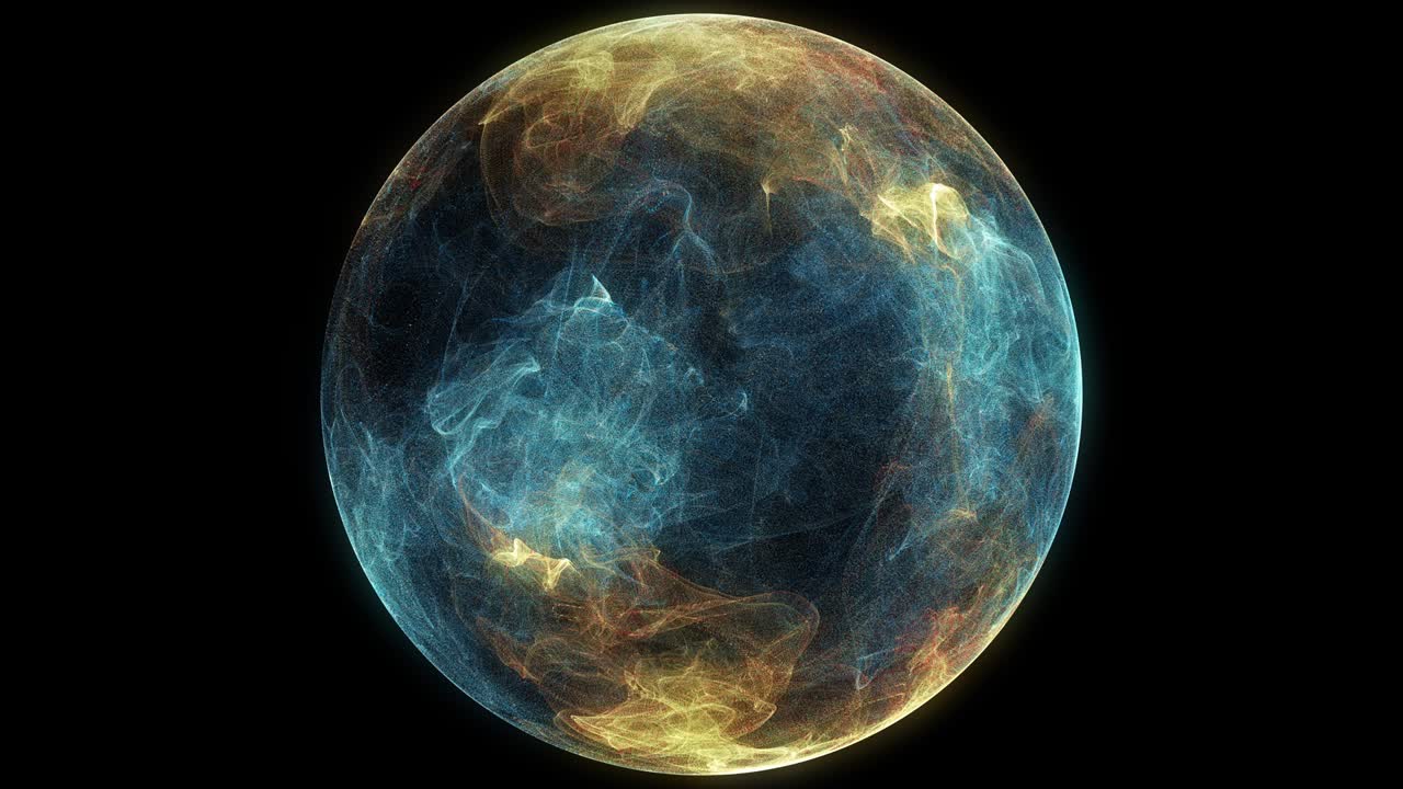 esfera de partículas abstractas, fondo científico. flujo virtual visualización de datos binarios grandes.