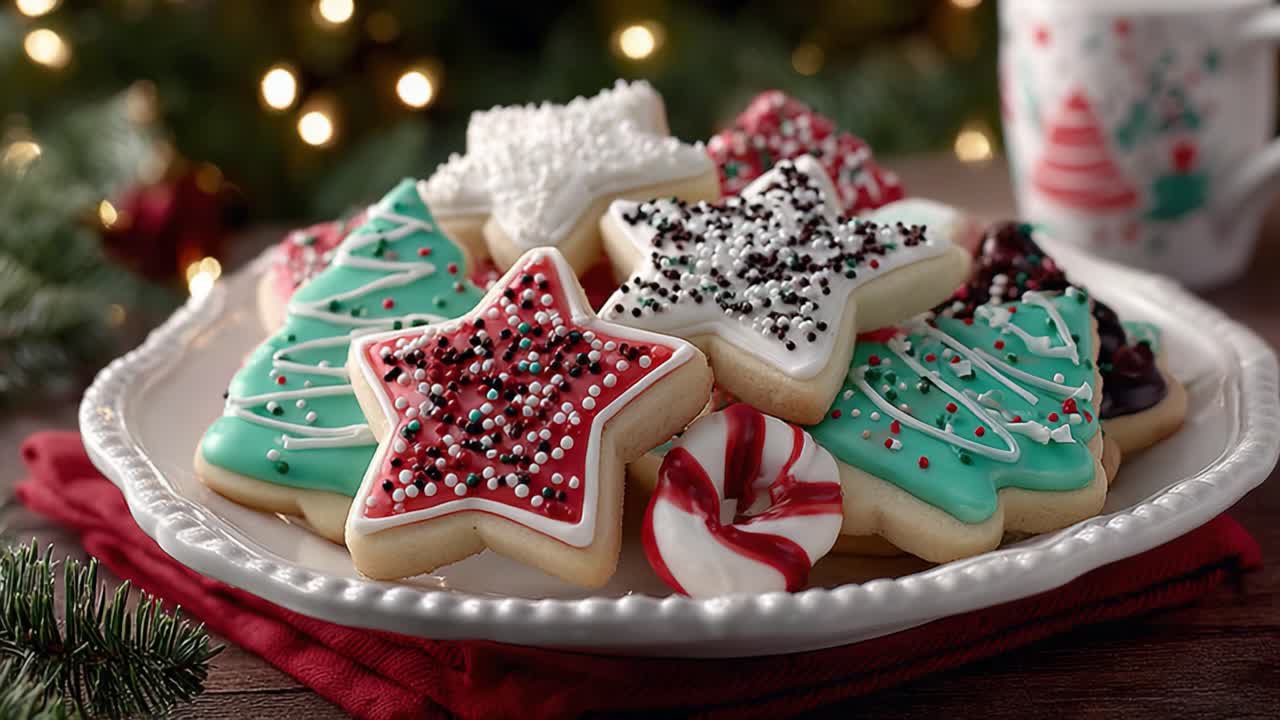 Delightful Christmas Cookies Decorated with Vibrant Icing and Festive Sprinkles, Perfect for Celebrating the Holiday Season with Friends and Family Gatherings