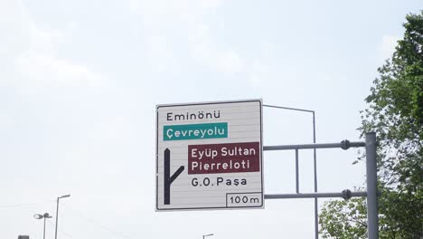 turkish road sign showing directions to eyüp sultan