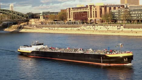 a cargo ship on the river rhine