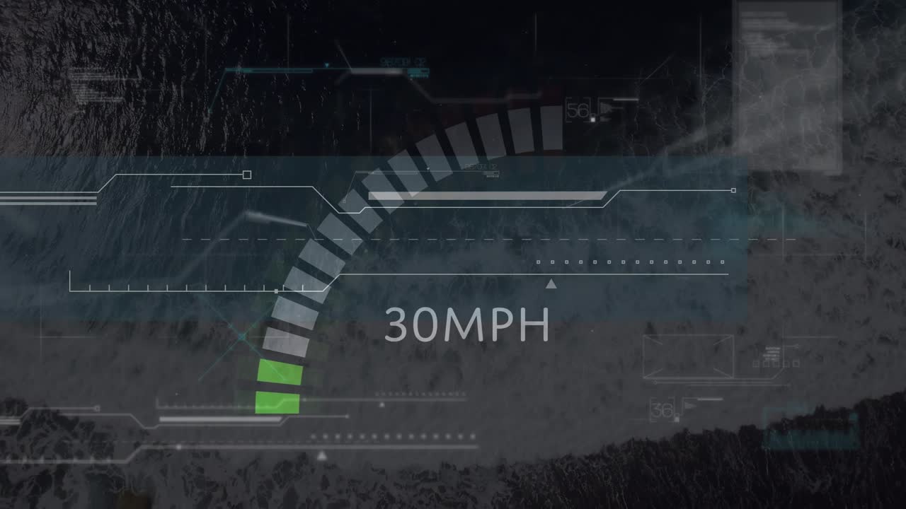 Animation of data processing over landscape