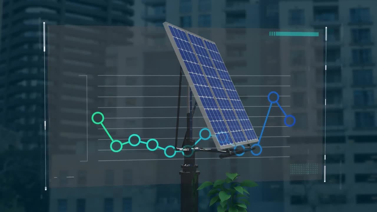 태양 전지 패널을 이용한 통계 및 금융 데이터 처리 애니메이션