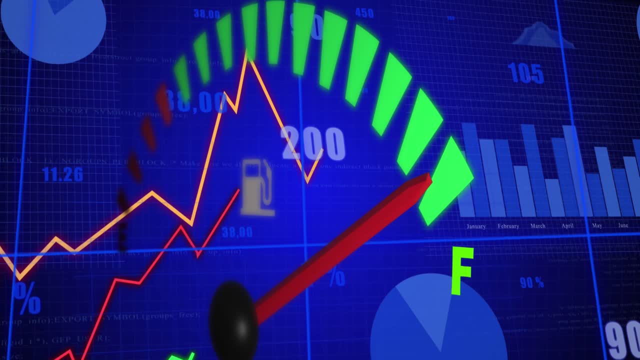 자동차 패널 위의 데이터 처리의 애니메이션