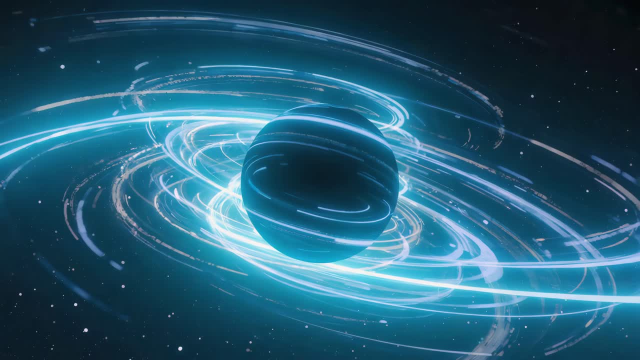 Abstract Sphere with Swirling Luminous Trails