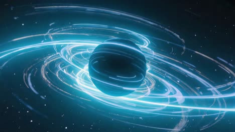 abstract sphere with swirling luminous trails