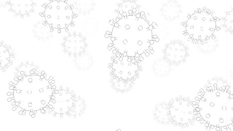 2d animation motion graphics drawing of a microscopic view of a floating novel coronavirus, coronavirus, covid-19 or flu influenza on white,