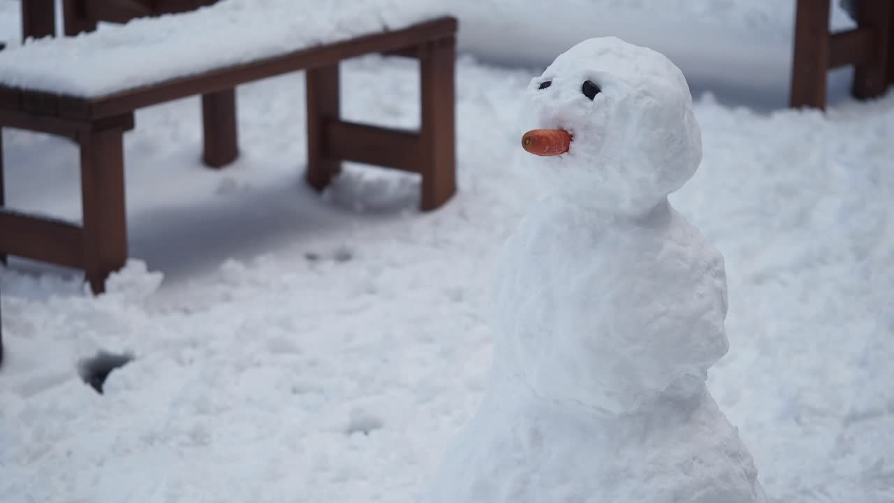 눈 속의 귀여운 스노우맨
