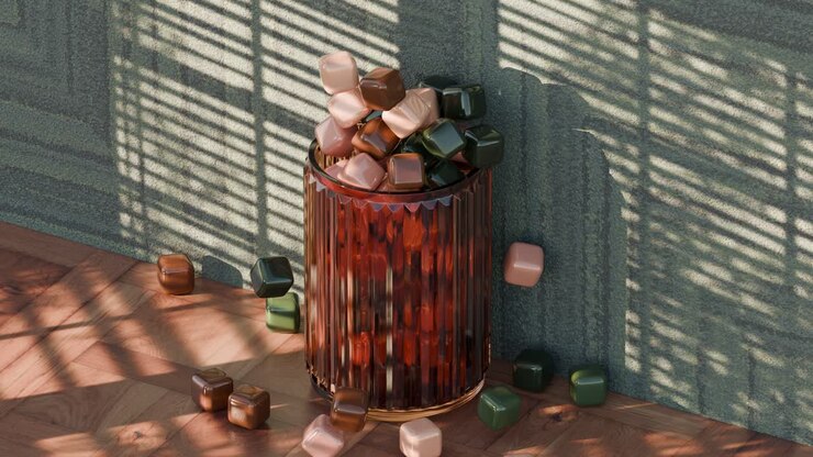 Colorful Cubes in a Brown Vase