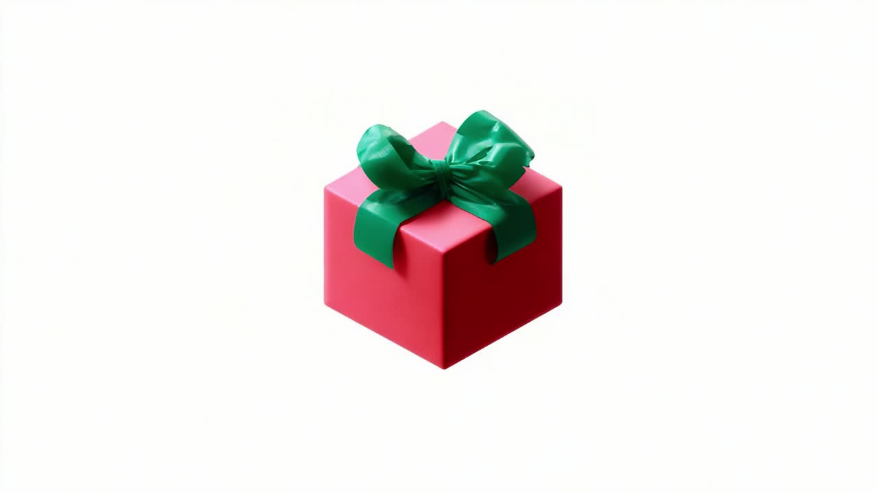 Una vivace confezione regalo rossa, decorata con un nastro verde lucido, che simboleggia gioia e festa, perfetta per compleanni, vacanze o qualsiasi occasione festiva, in attesa di una sorpresa al suo interno