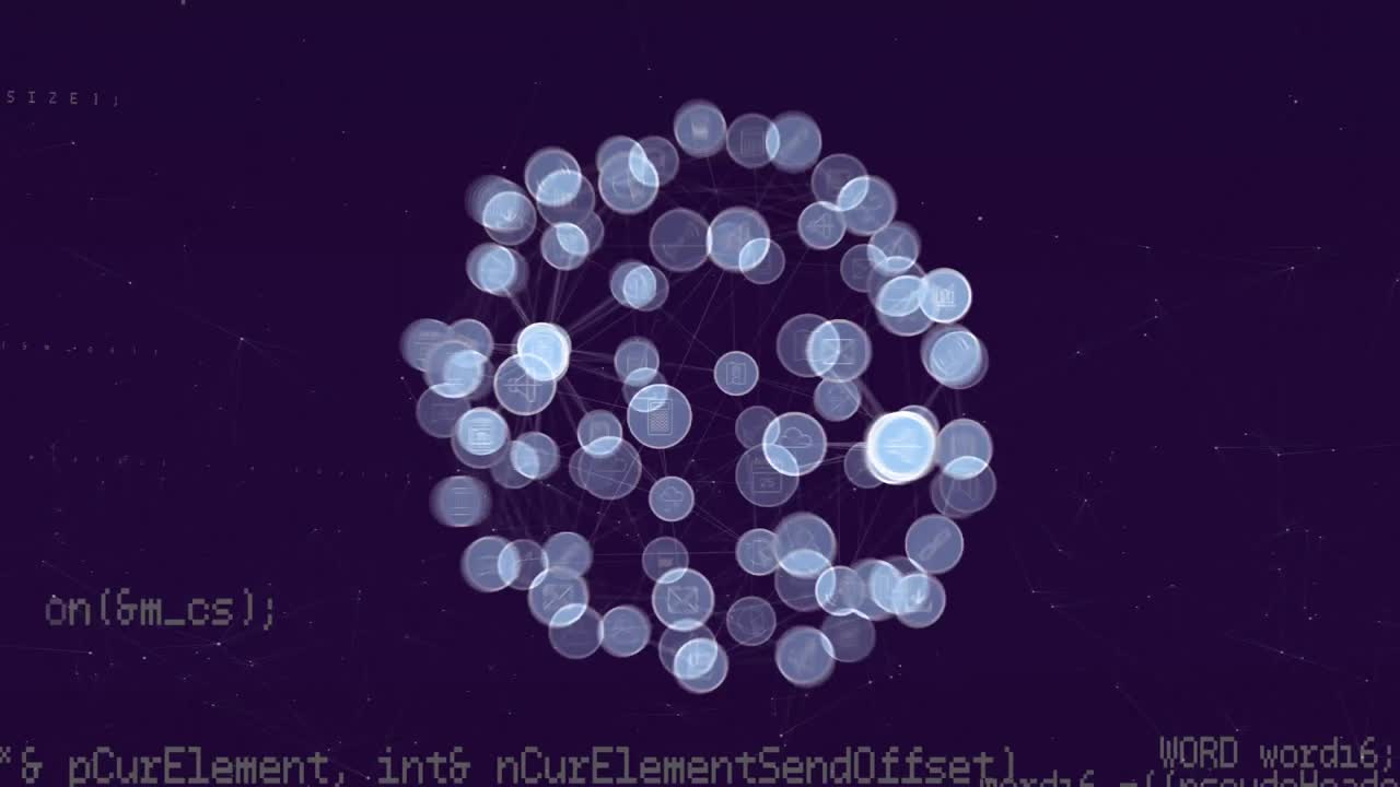 Animation of data processing over media icons