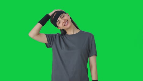 happy indian girl doing exercise green screen