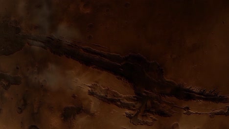 volar sobre un área de marte llamada valles marineris, una característica geológica en marte