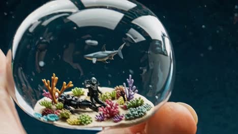 miniature underwater scene in a glass globe