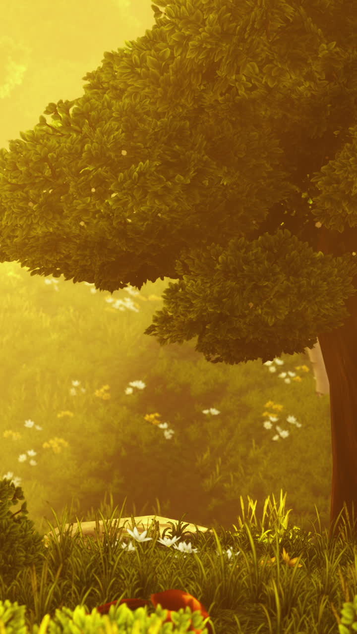 bosque encantado con la suave luz del sol