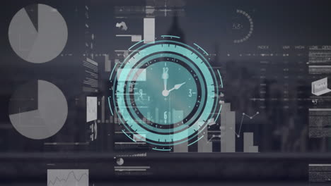 animation of data processing over cityscape