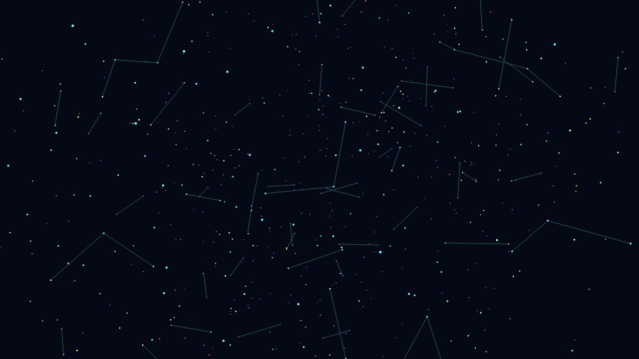 Connected dots and lines in geometric abstract form on black gradient