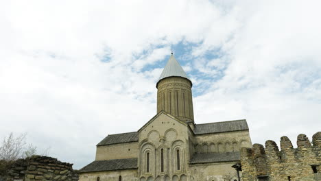 stone walls and orthodox alaverdi cathedral monastery in georgia