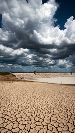 dry reservoir and cracked earth