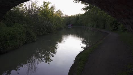 walking under a bride on the grand union canal near leamington spa